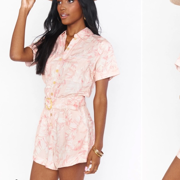 Show Me Your MuMu Bexley Pink Majestic Palm Romper - Picture 3 of 9